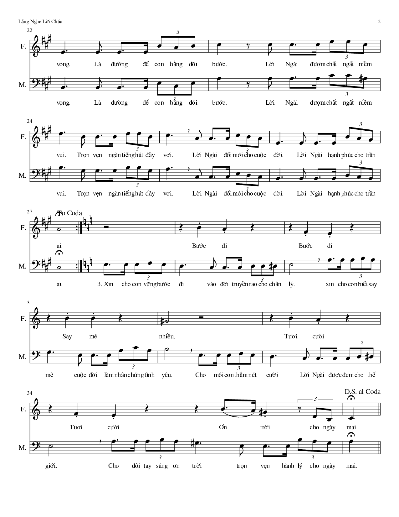 Page 2 of Sheet music PDF Lắng Nghe Lời Chúa (bè) - Nguyễn Duy