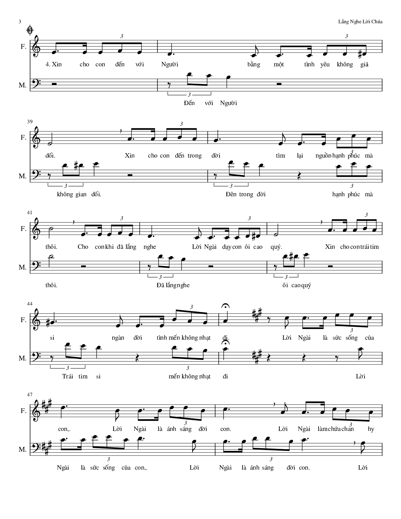 Page 3 of Sheet music PDF Lắng Nghe Lời Chúa (bè) - Nguyễn Duy