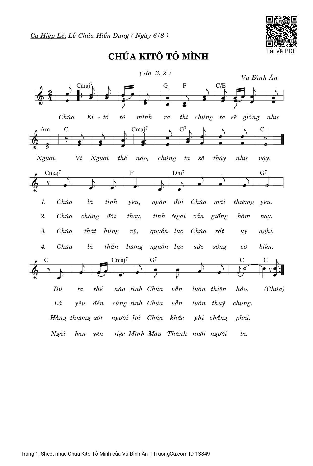Sheet PDF of Chúa Kitô Tỏ Mình