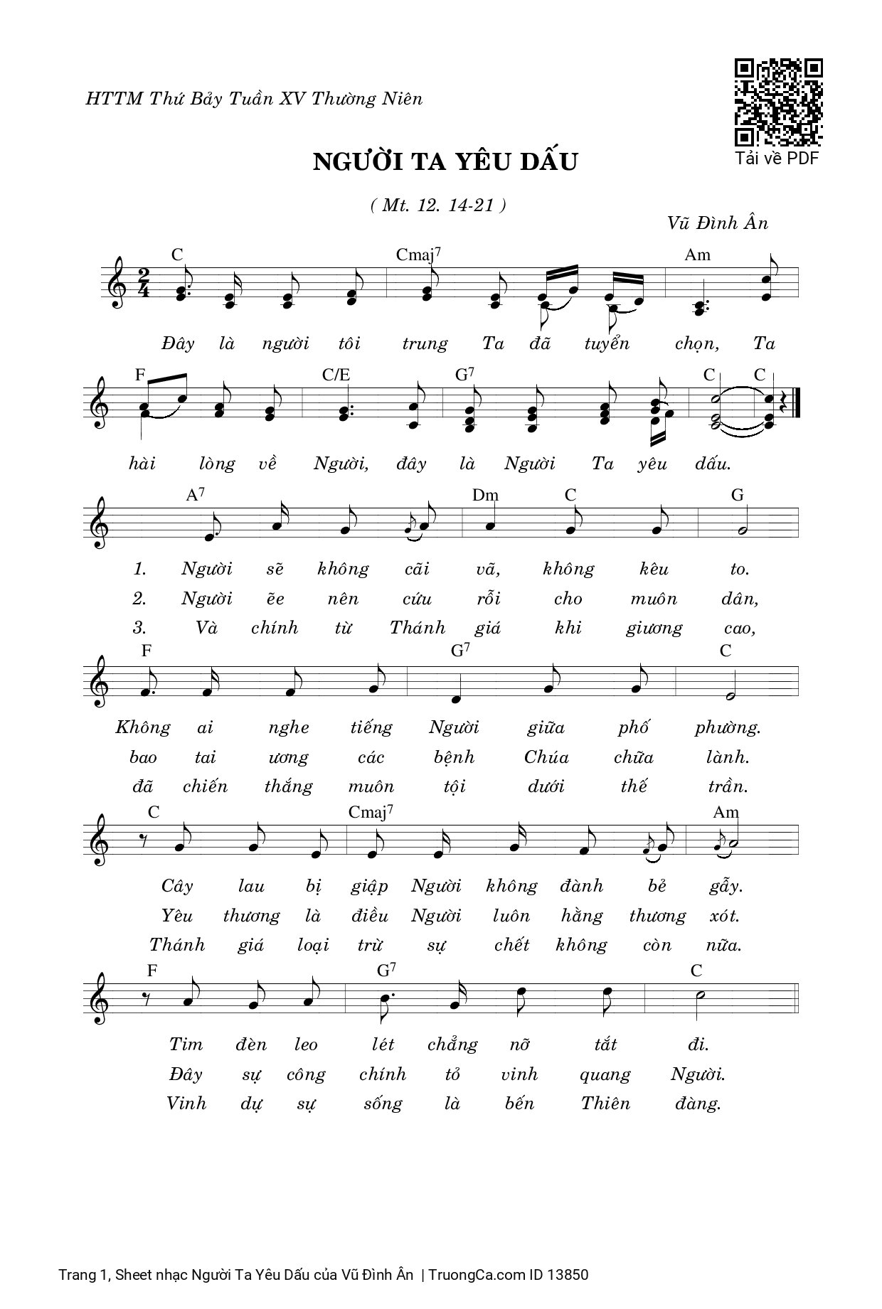 Sheet PDF of Người Ta Yêu Dấu