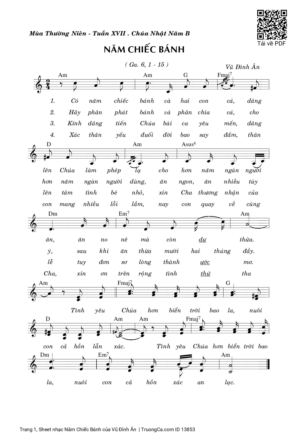 Sheet PDF of Năm Chiếc Bánh