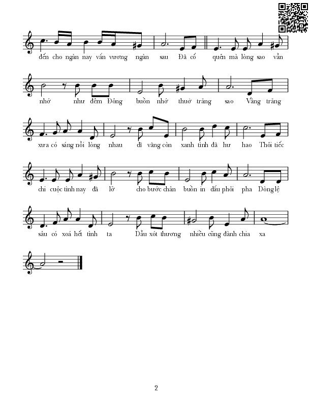 Page 2 of Sheet music PDF Cũng đành chia xa - Lê Tín Hương