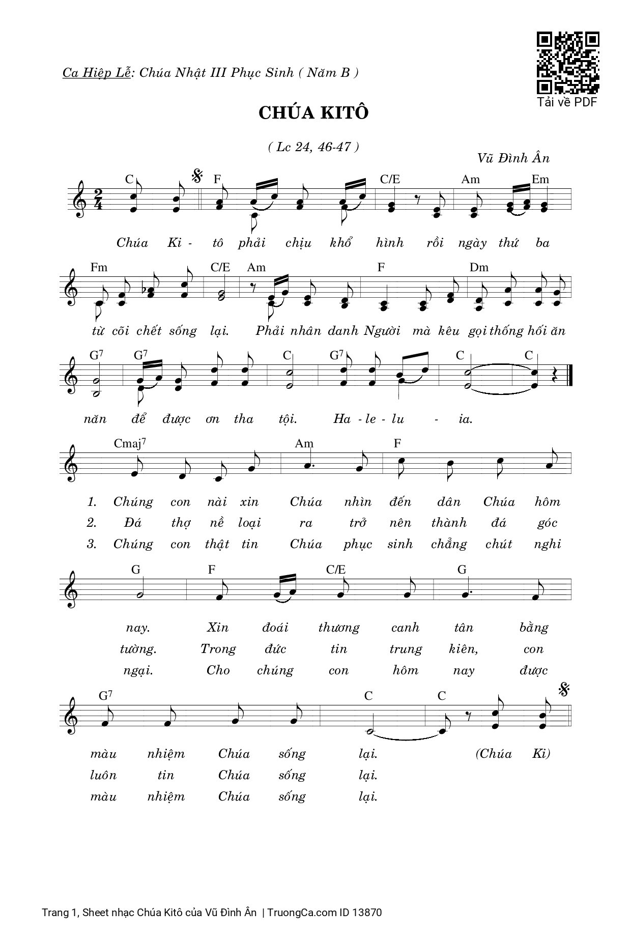 Page 1 of Sheet music PDF Chúa Kitô - Vũ Đình Ân