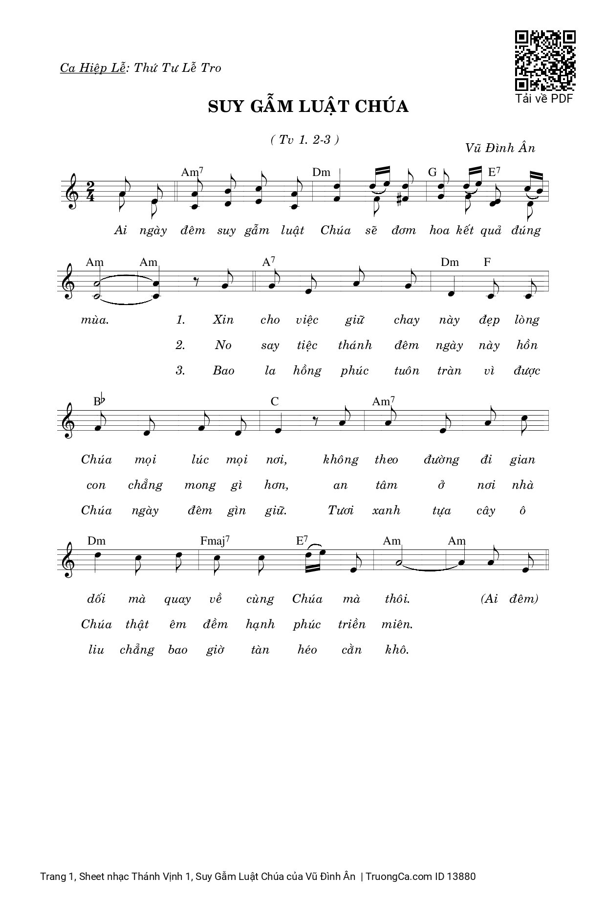 Sheet PDF of Thánh Vịnh 1, Suy Gẫm Luật Chúa