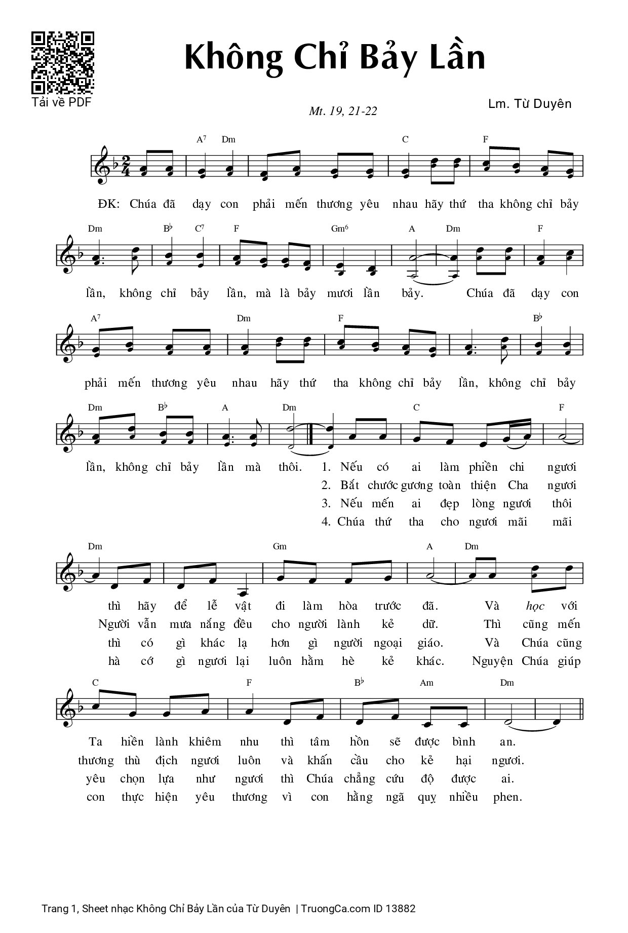 Sheet PDF of Không Chỉ Bảy Lần