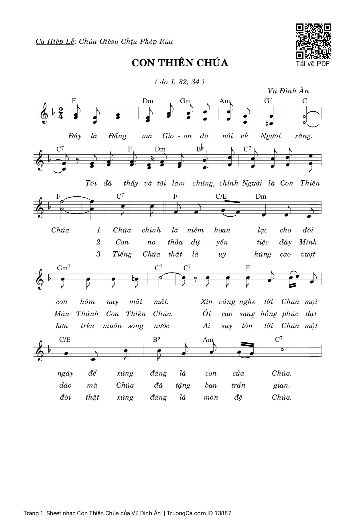 Page 1 of Sheet music PDF Con Thiên Chúa - Vũ Đình Ân