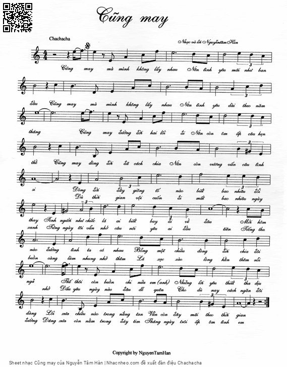 Page 1 of Sheet music PDF Cũng may - Nguyễn Tâm Hàn