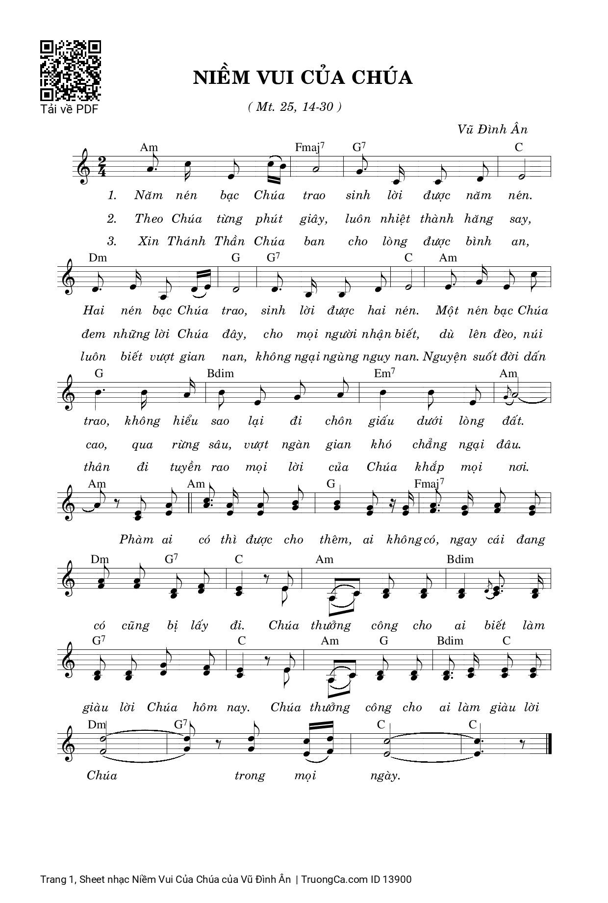 Sheet PDF of Niềm Vui Của Chúa