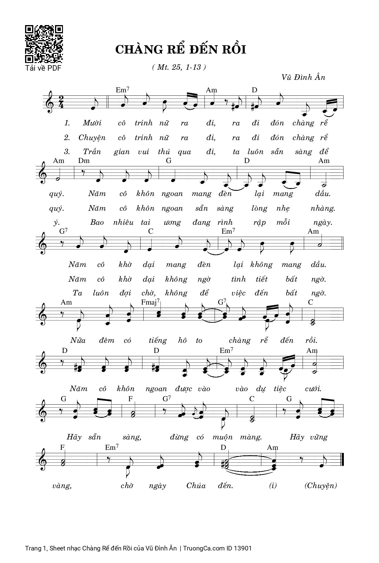 Sheet PDF of Chàng Rể đến Rồi