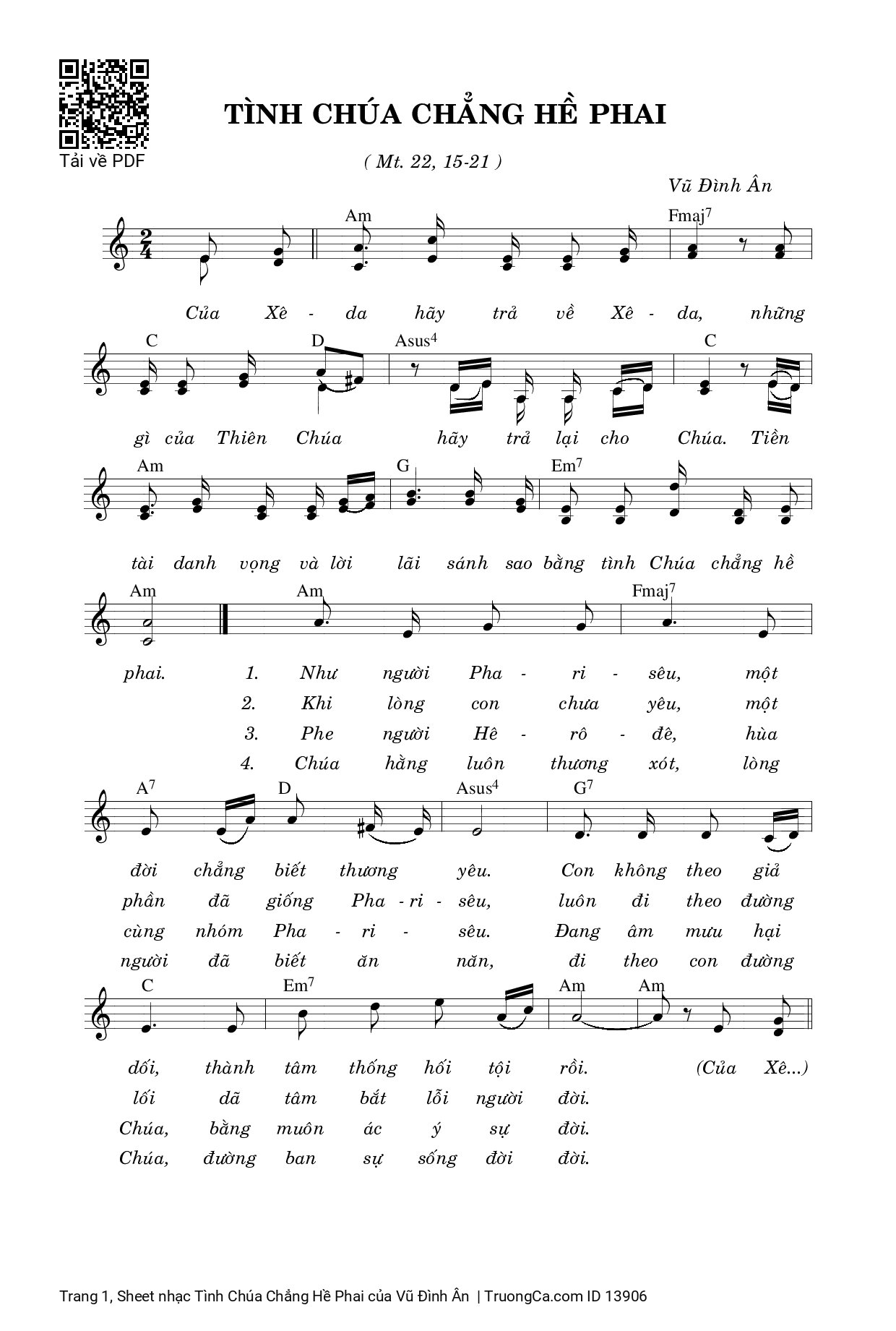 Sheet PDF of Tình Chúa Chẳng Hề Phai