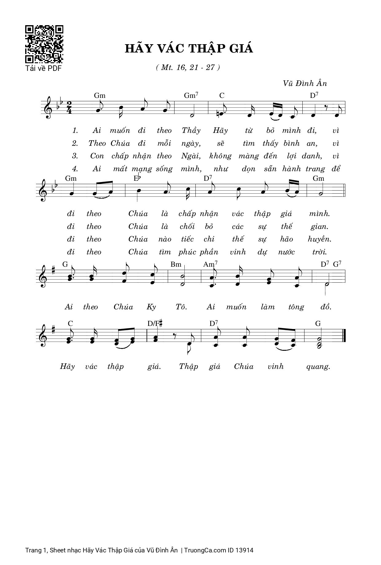 Sheet PDF of Hãy Vác Thập Giá