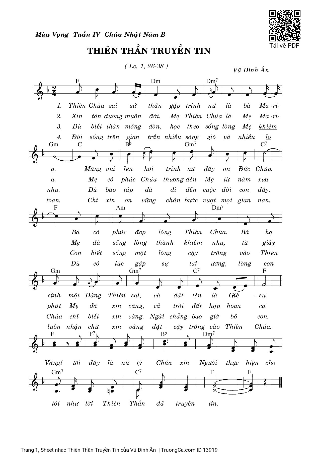 Sheet PDF of Thiên Thần Truyền Tin