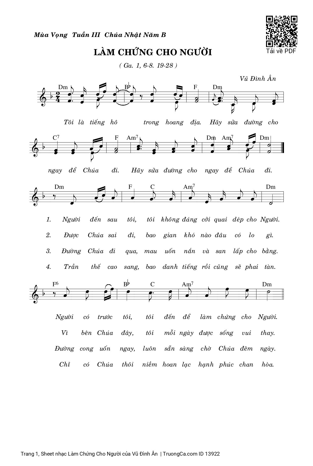 Sheet PDF of Làm Chứng Cho Người