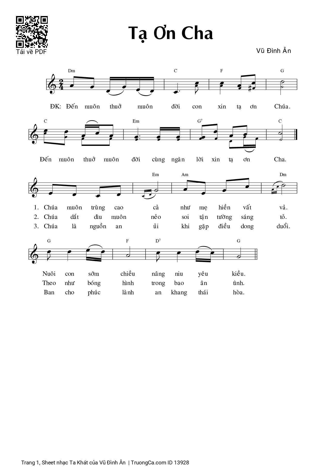 Sheet PDF of Ta Khát - Vũ Đình Ân