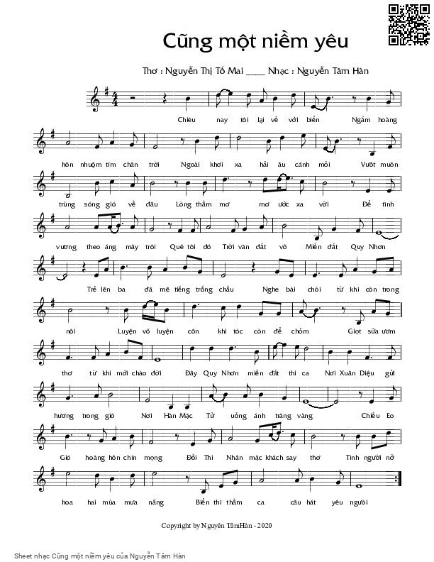 Page 1 of Sheet music PDF Cũng một niềm yêu - Nguyễn Tâm Hàn