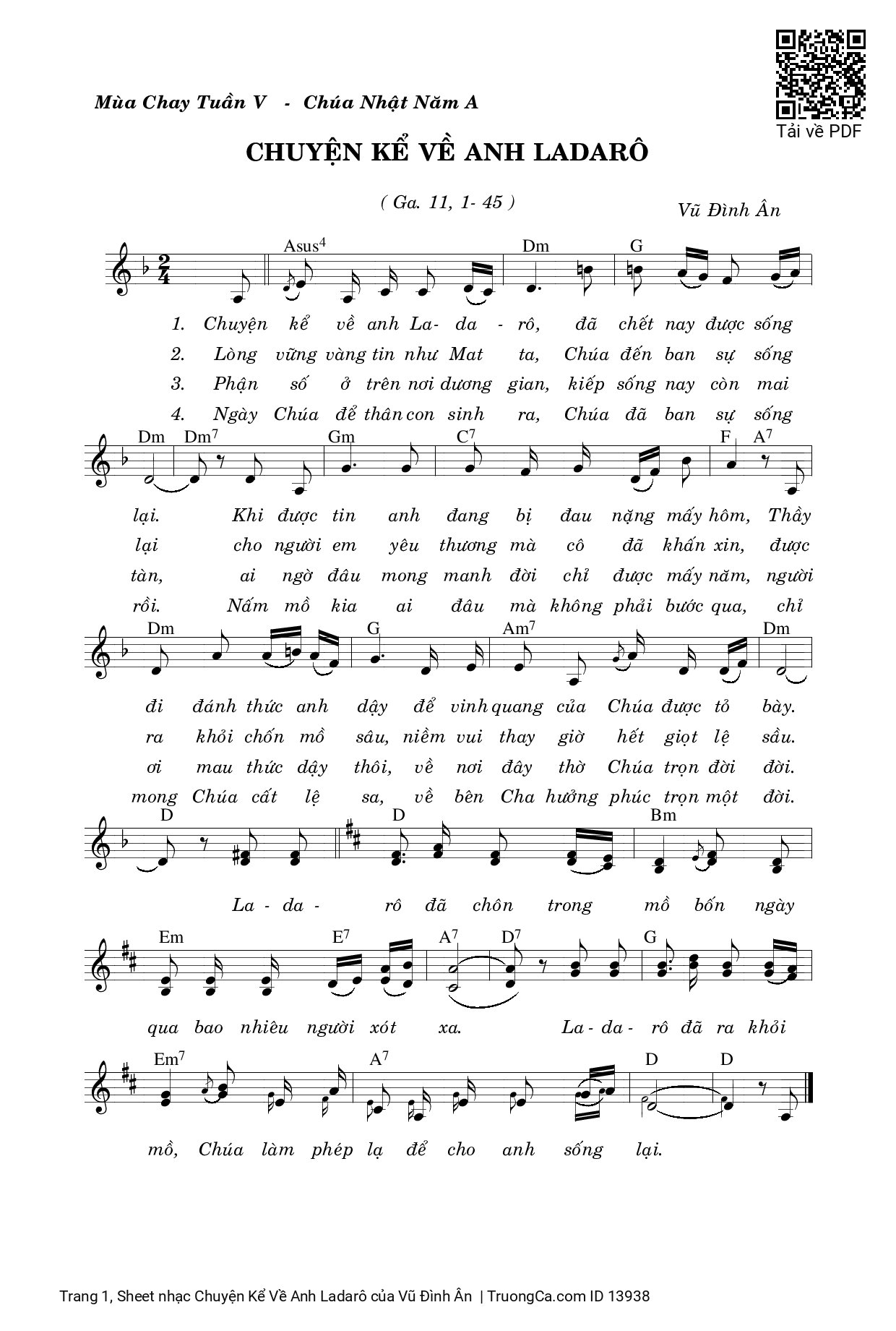 Sheet PDF of Chuyện Kể Về Anh Ladarô