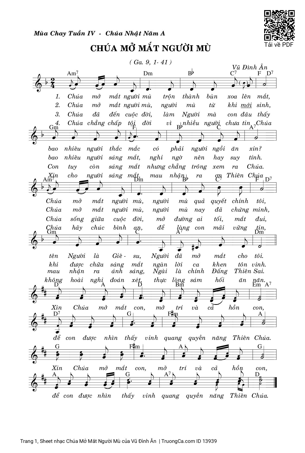 Sheet PDF of Chúa Mở Mắt Người Mù