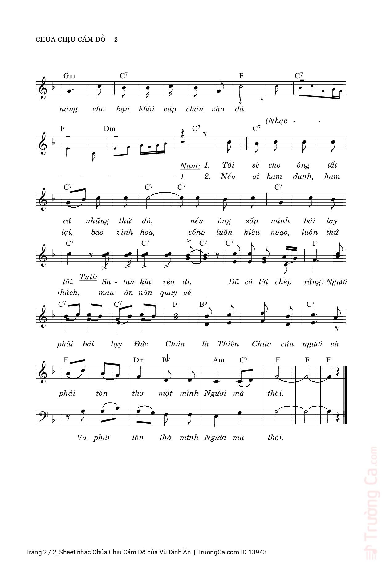Page 2 of Sheet music PDF Chúa Chịu Cám Dỗ - Vũ Đình Ân
