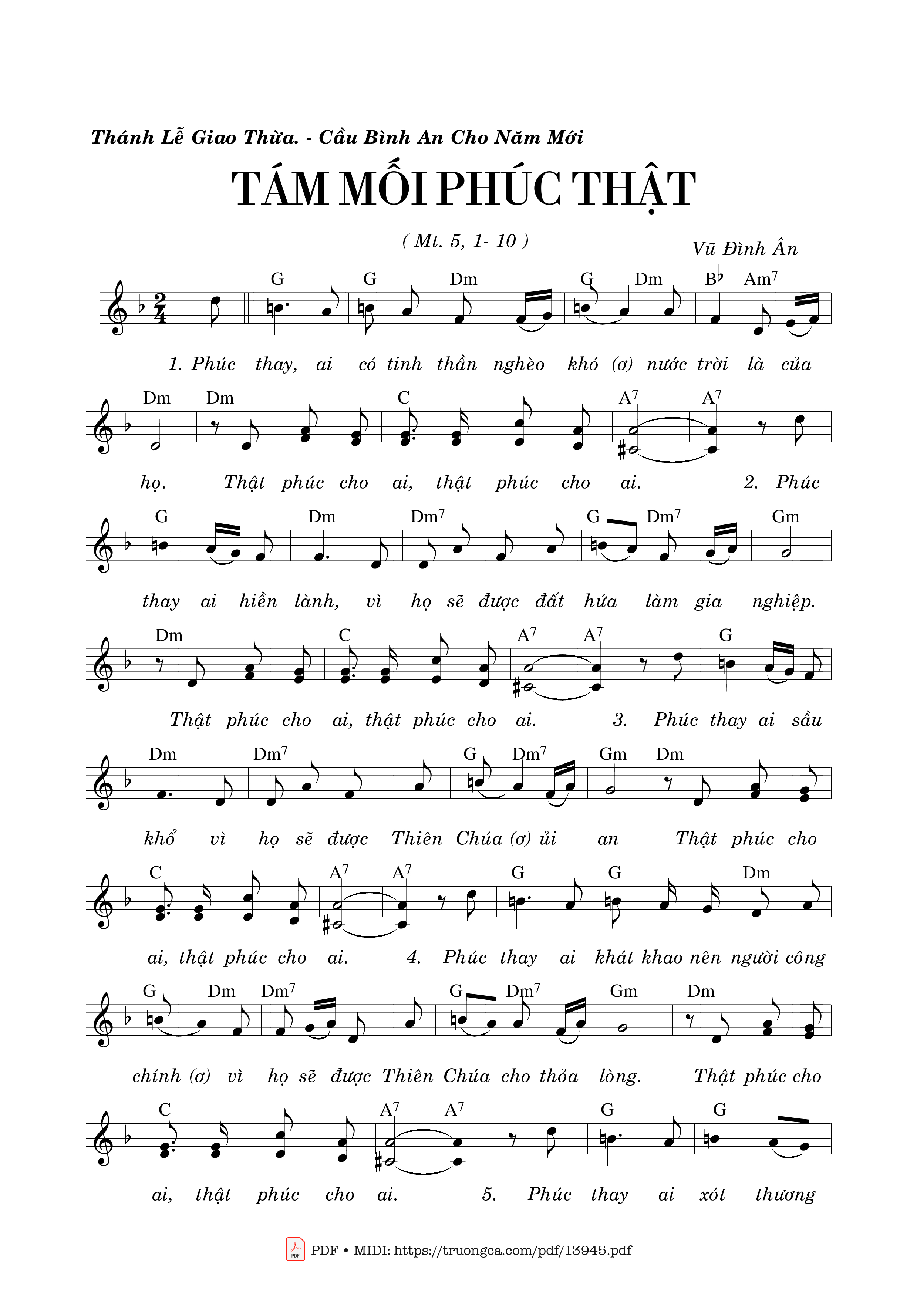 Sheet PDF of Tám Mối Phúc Thật