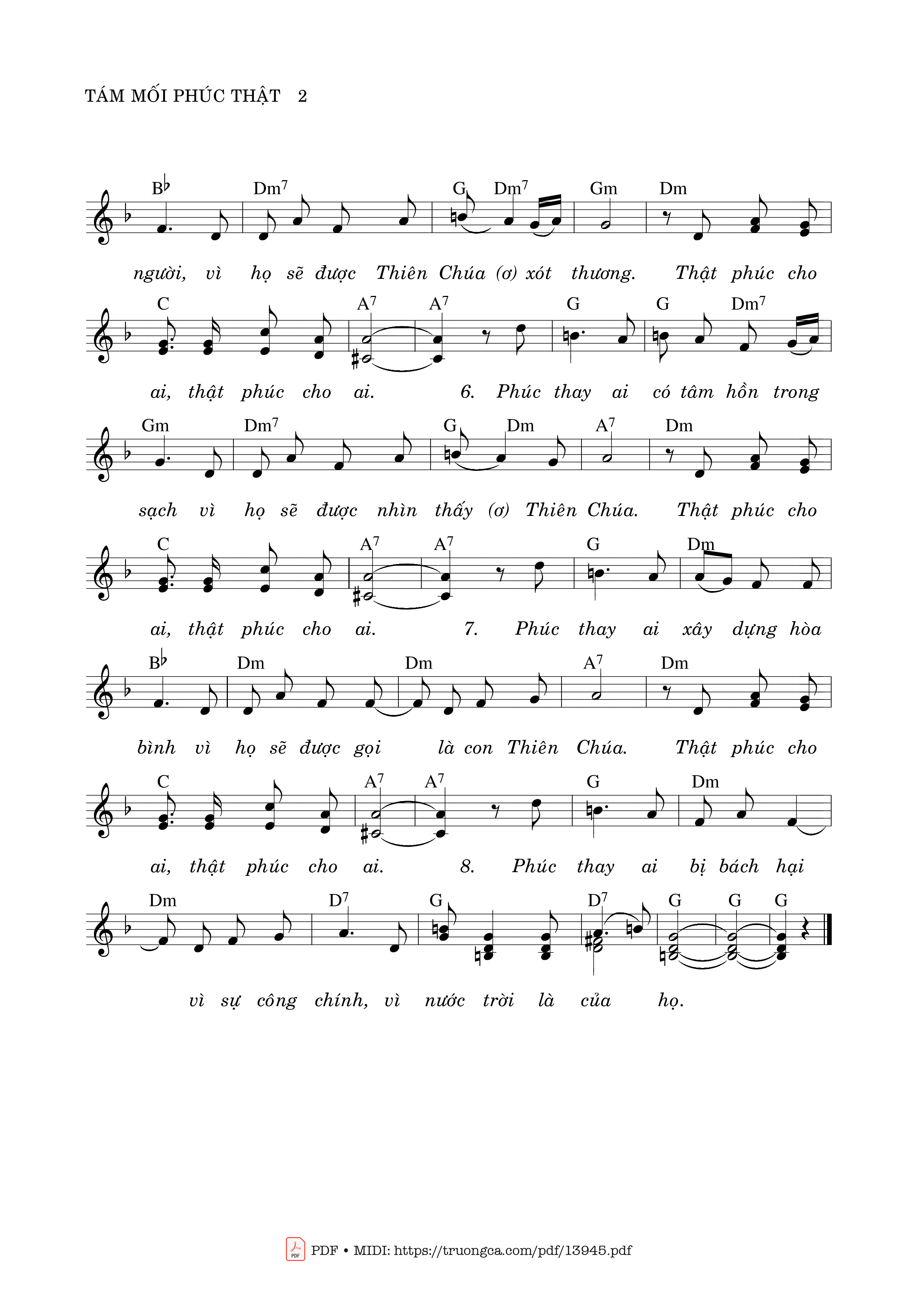 Page 2 of Sheet music PDF Tám Mối Phúc Thật - Vũ Đình Ân