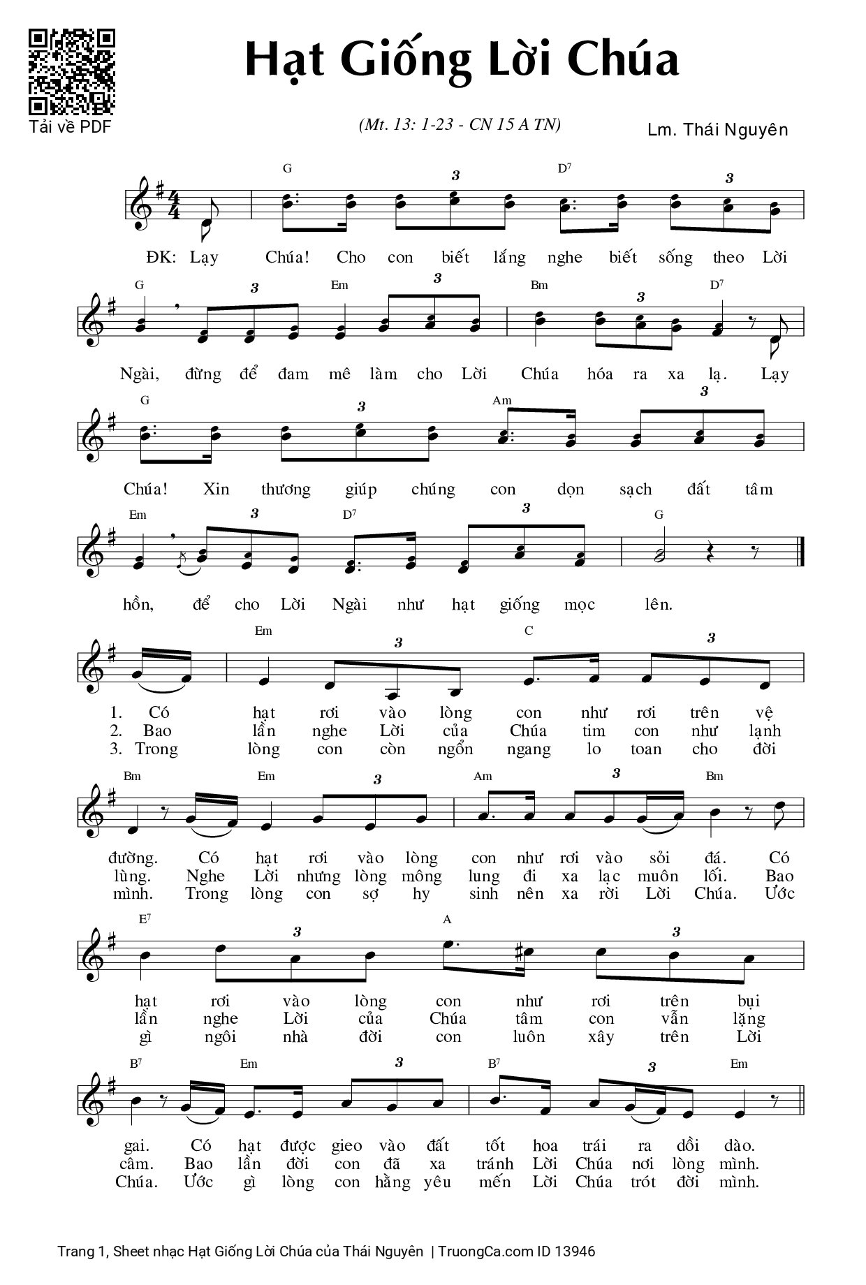 Sheet PDF of Hạt Giống Lời Chúa