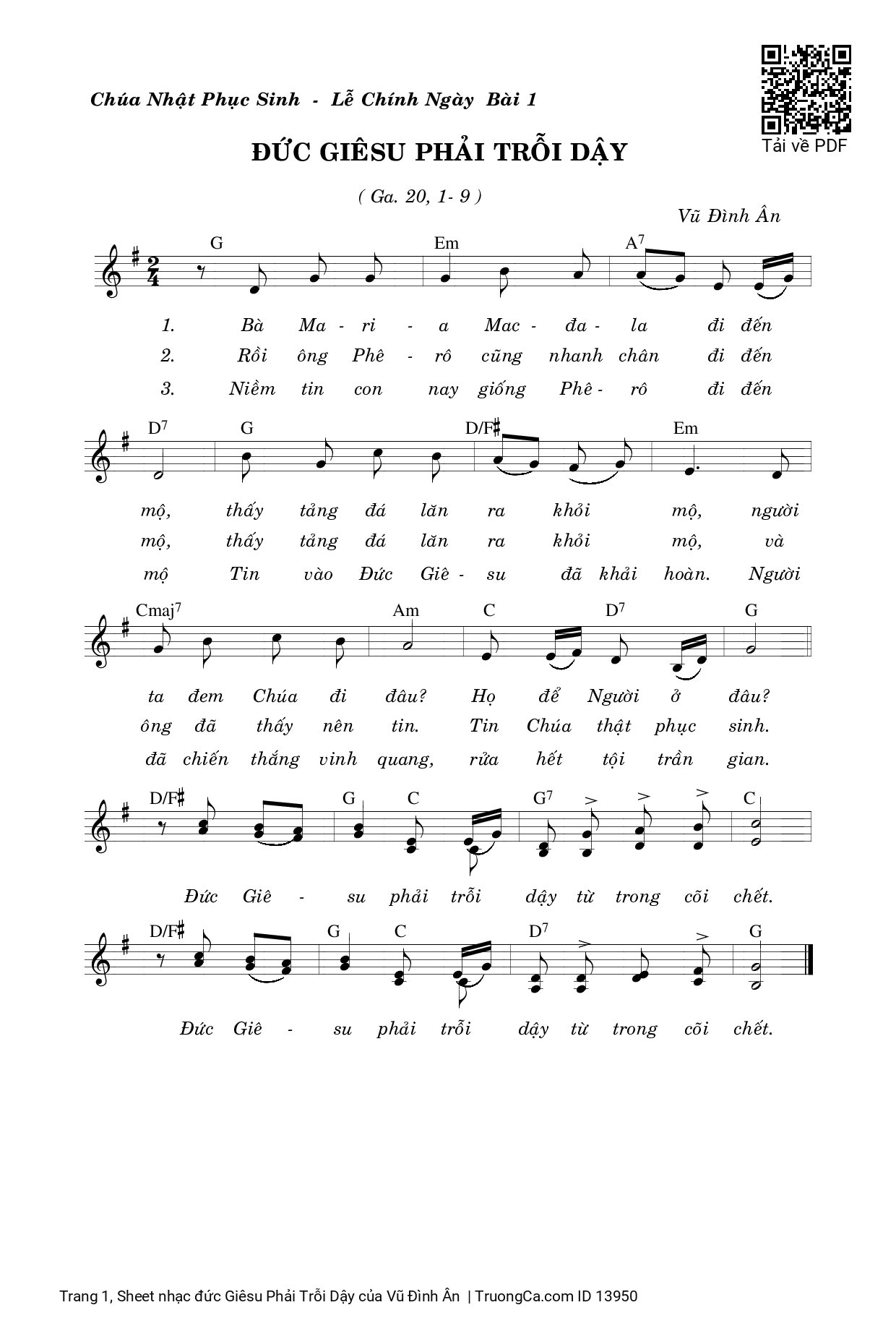 Page 1 of Sheet music PDF đức Giêsu Phải Trỗi Dậy - Vũ Đình Ân