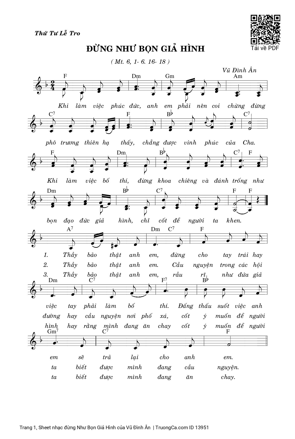 Page 1 of Sheet music PDF đừng Như Bọn Giả Hình - Vũ Đình Ân