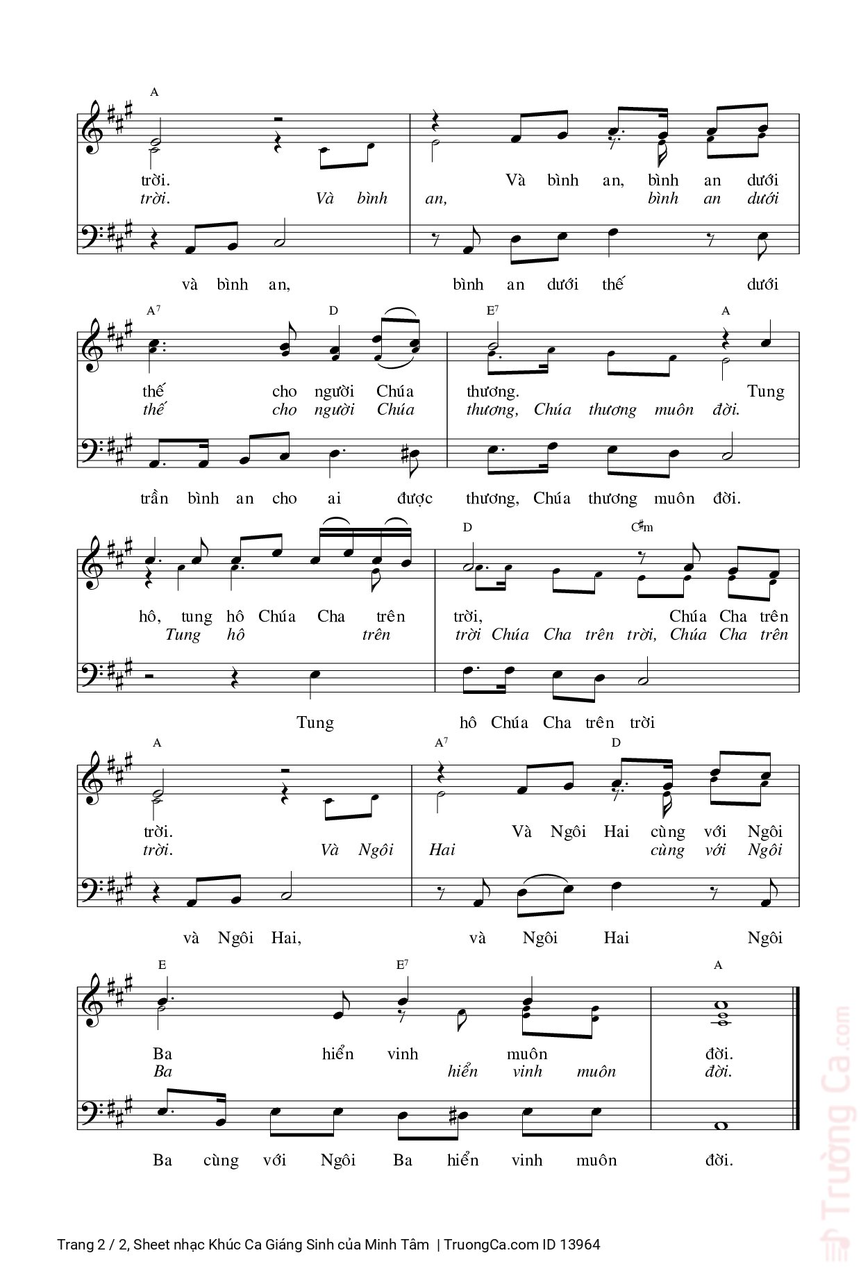 Page 2 of Sheet music PDF Khúc Ca Giáng Sinh - Minh Tâm