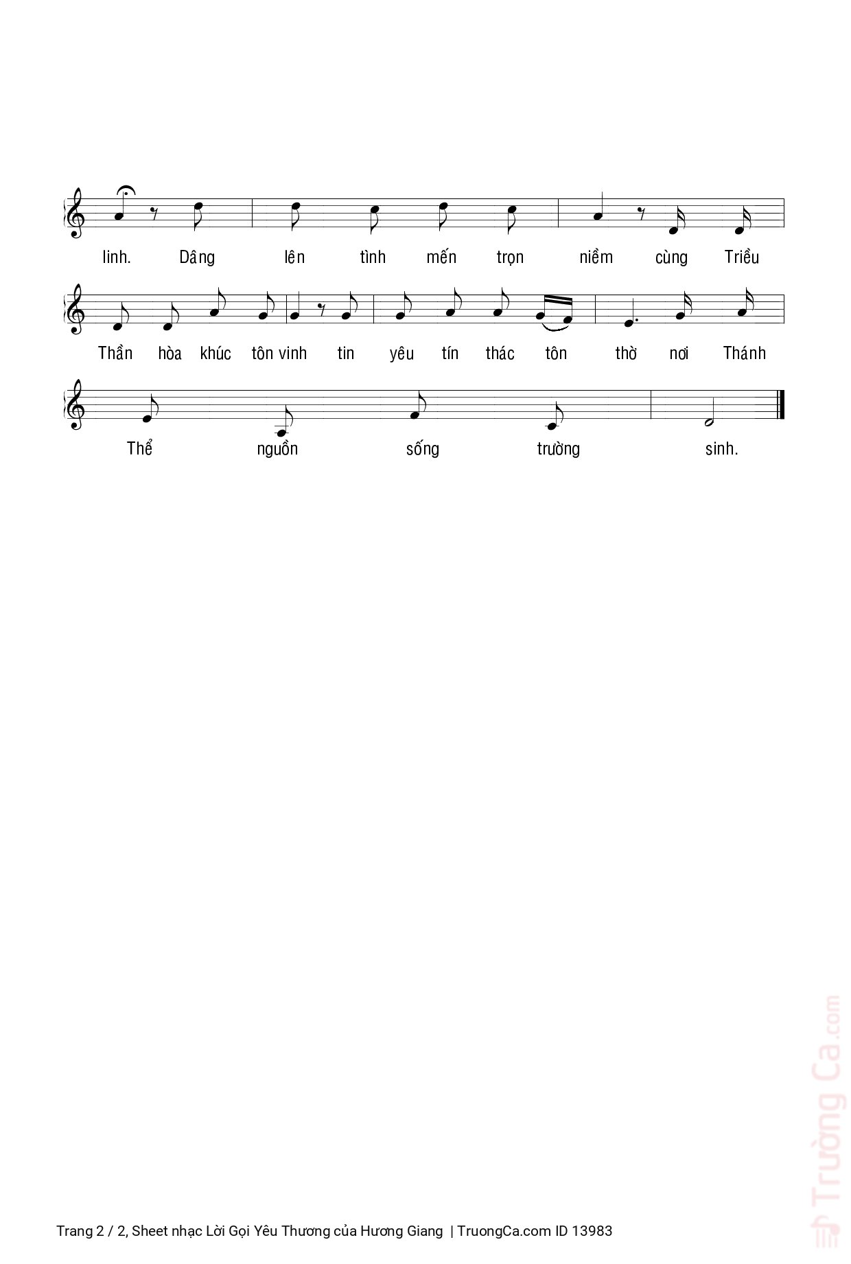 Page 2 of Sheet music PDF Lời Gọi Yêu Thương - Hương Giang