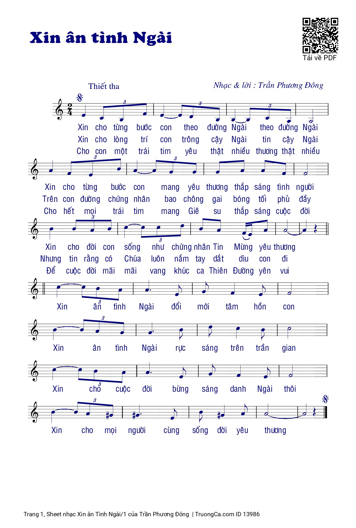 Sheet PDF of Xin ân Tình Ngài/1