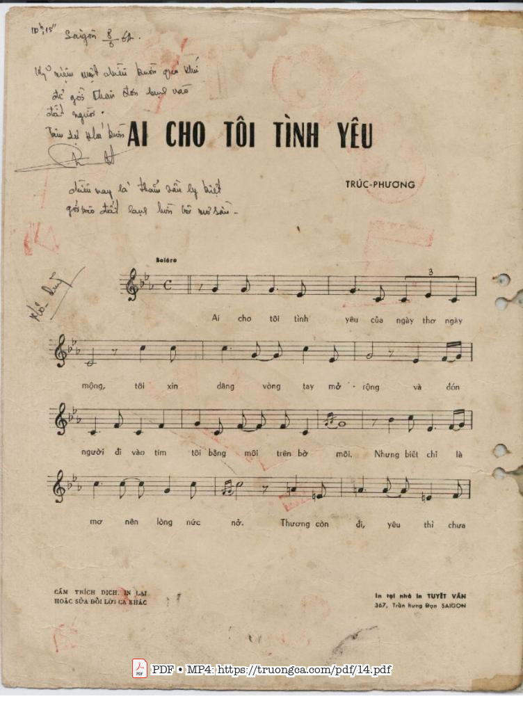 Page 2 of Sheet music PDF Ai cho tôi tình yêu - Trúc Phương