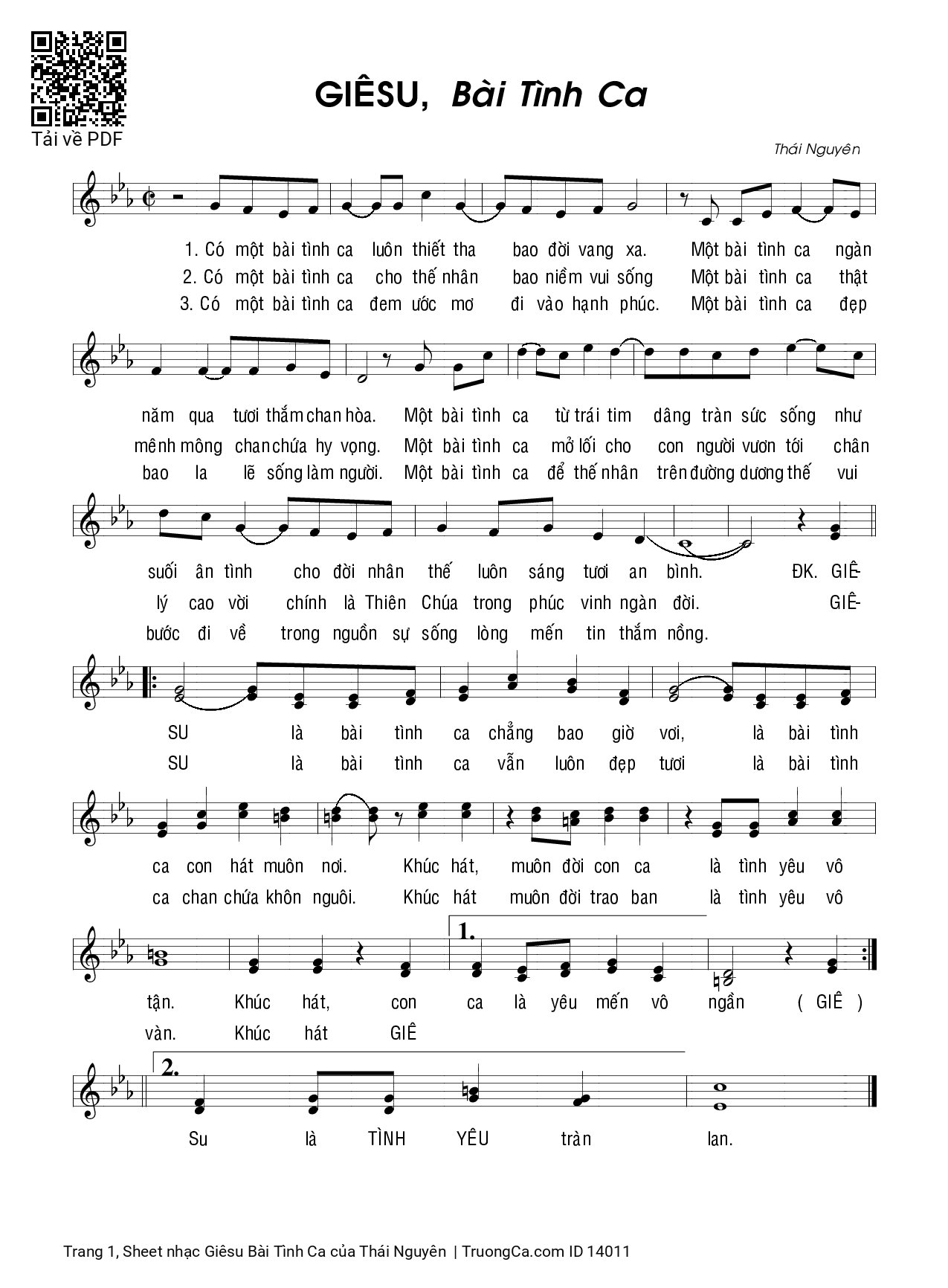 Sheet PDF of Giêsu Bài Tình Ca