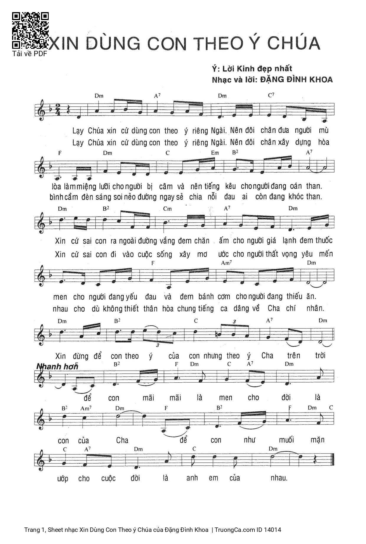 Xin Dùng Con Theo ý Chúa