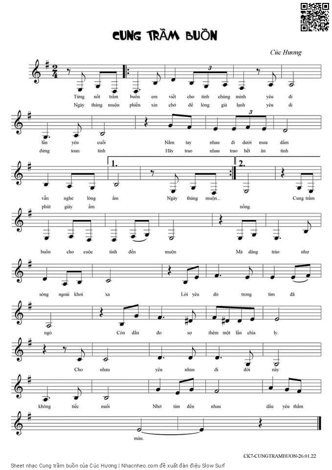 Sheet PDF of Cung trầm buồn