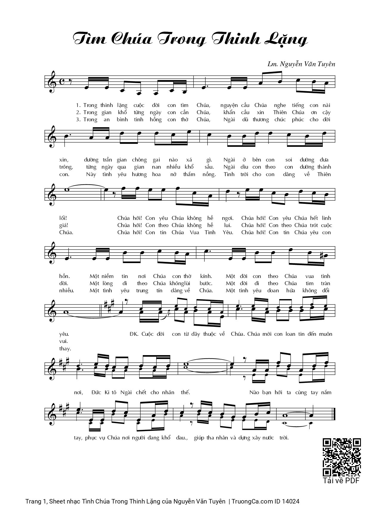 Sheet PDF of Tình Chúa Trong Thinh Lặng