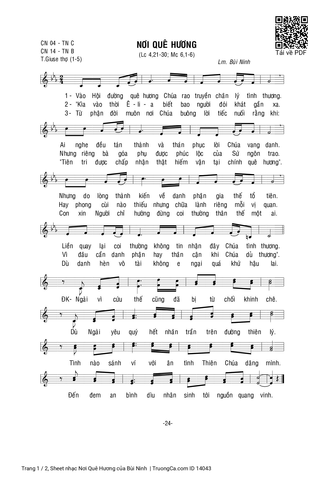 Sheet PDF of Nơi Quê Hương