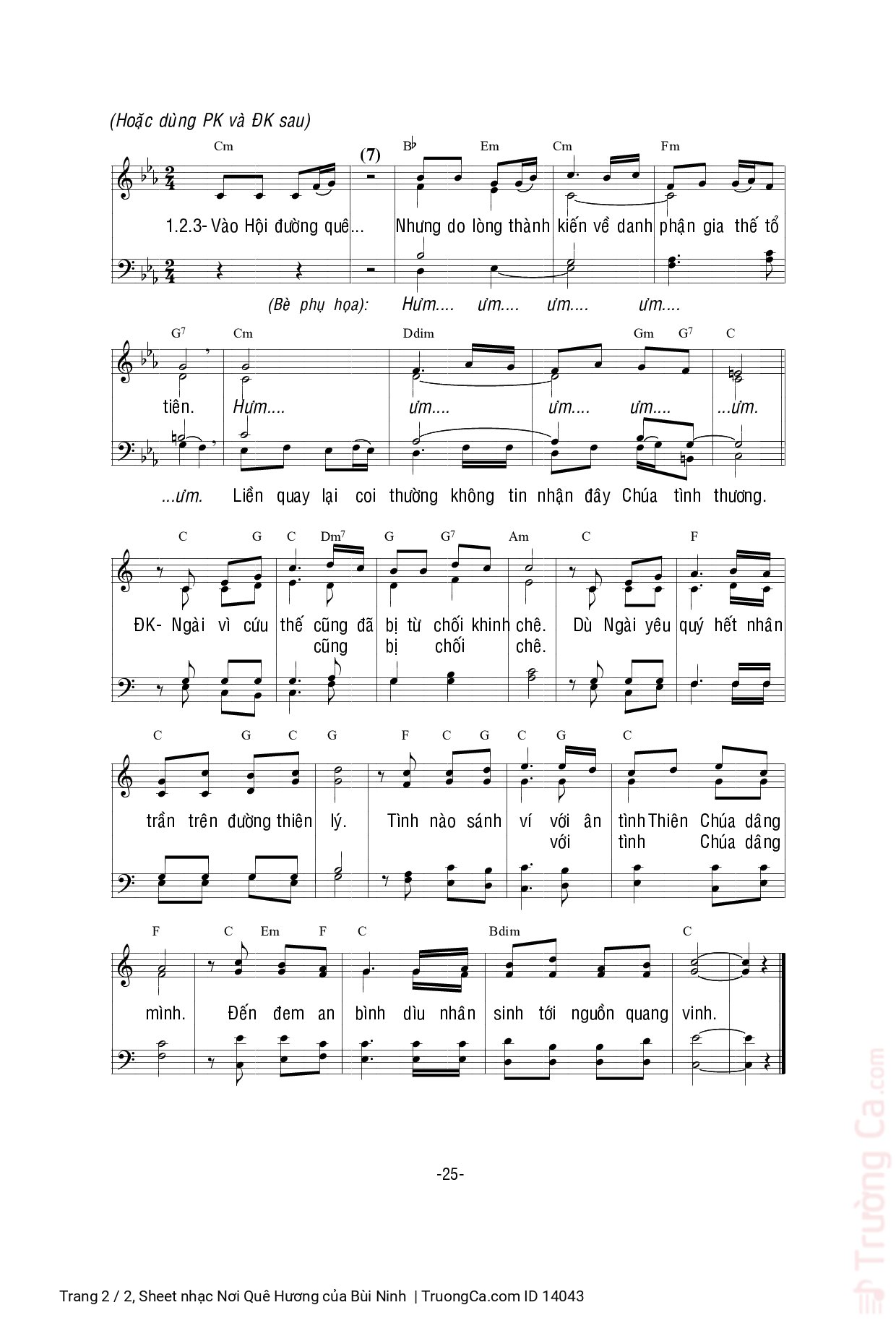 Page 2 of Sheet music PDF Nơi Quê Hương - Bùi Ninh
