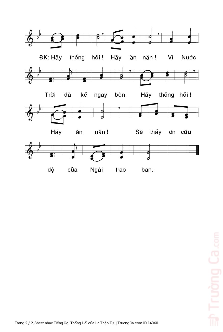 Page 2 of Sheet music PDF Tiếng Gọi Thống Hối - La Thập Tự