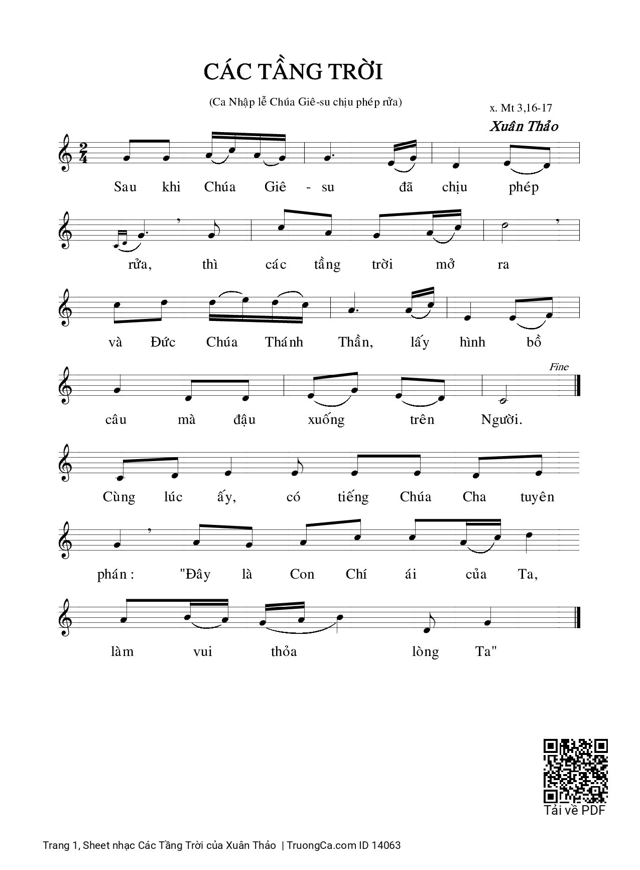 Sheet PDF of Các Tầng Trời