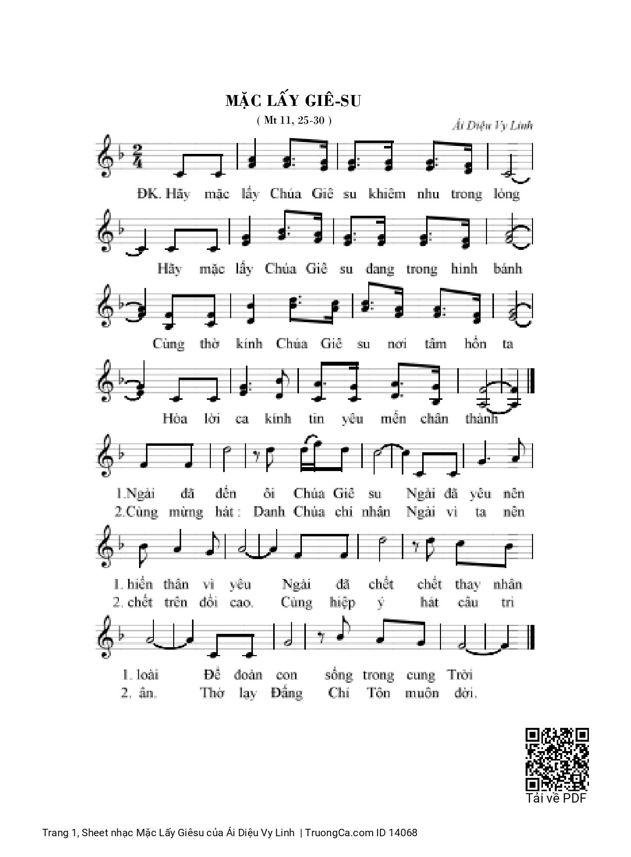 Sheet PDF of Mặc Lấy Giêsu