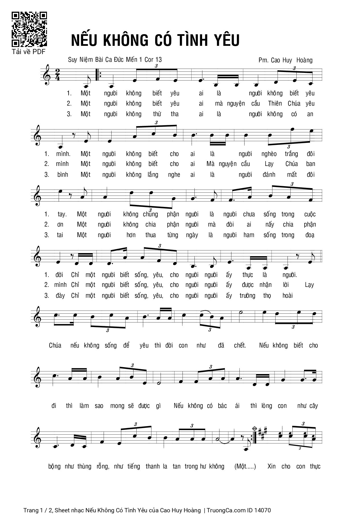 Sheet PDF of Nếu Không Có Tình Yêu