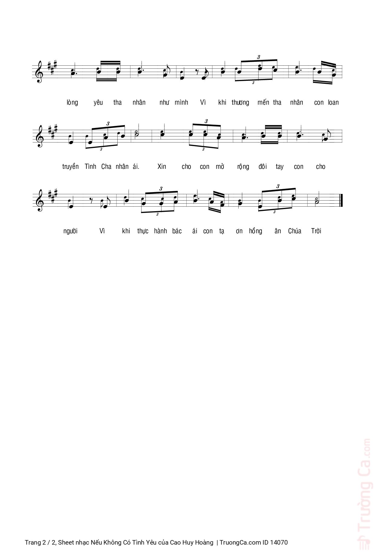 Page 2 of Sheet music PDF Nếu Không Có Tình Yêu - Cao Huy Hoàng