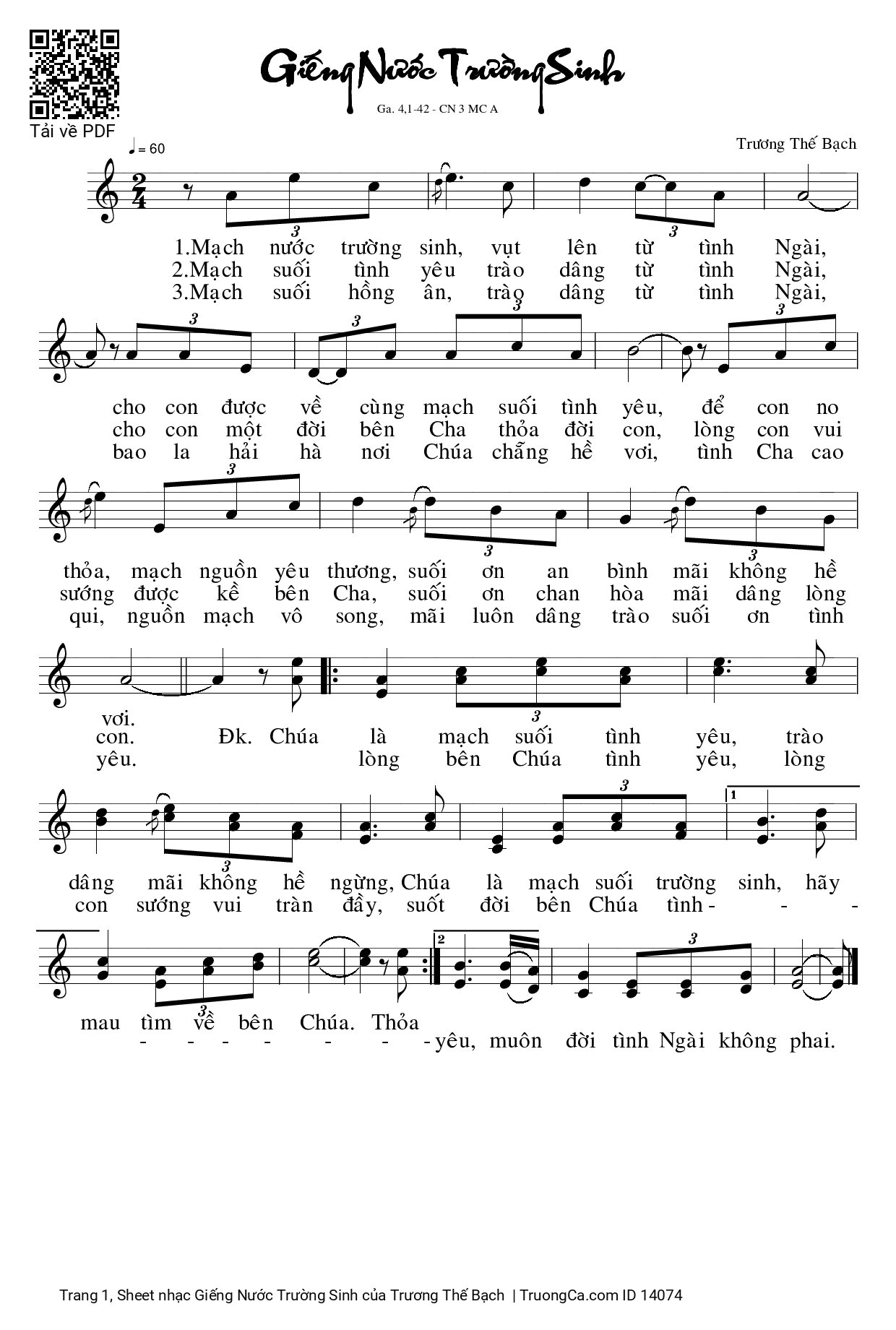 Sheet PDF of Giếng Nước Trường Sinh