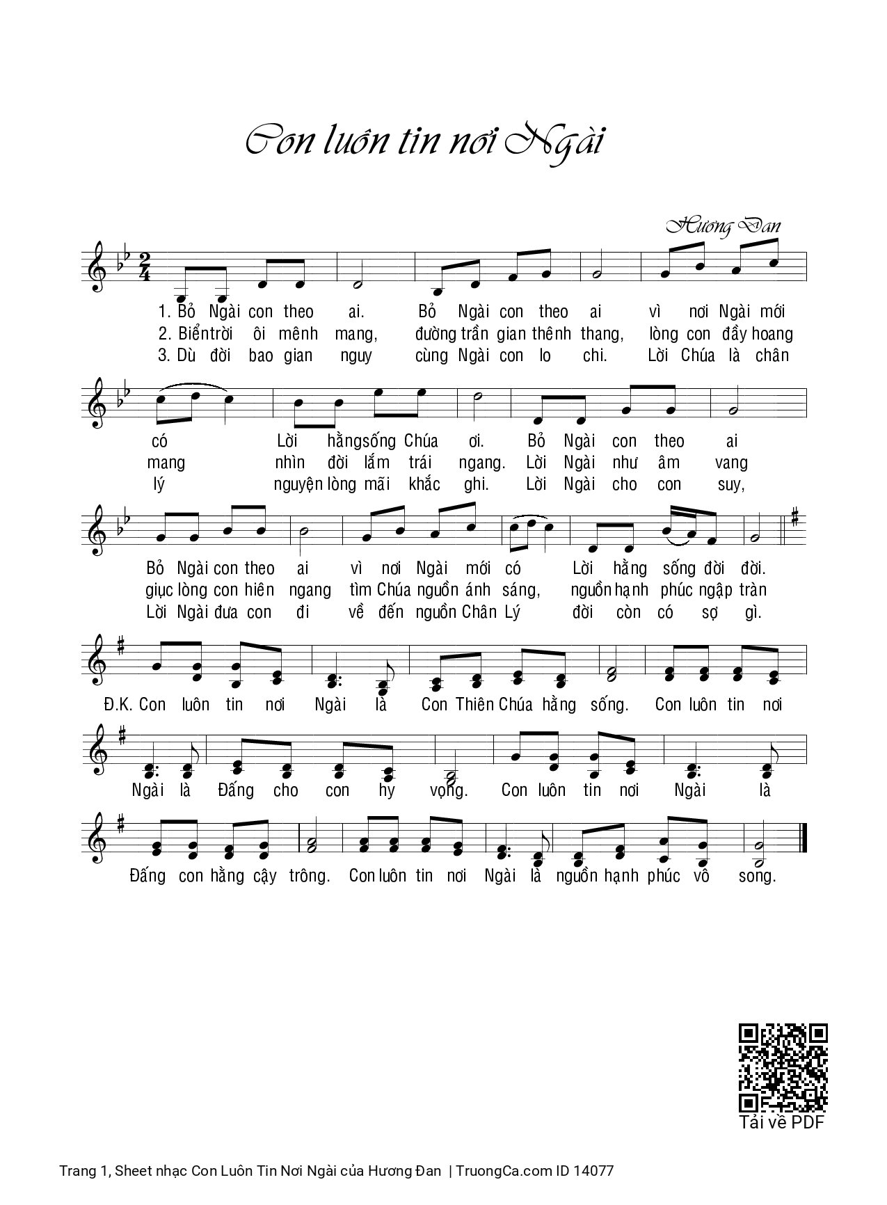 Sheet PDF of Con Luôn Tin Nơi Ngài