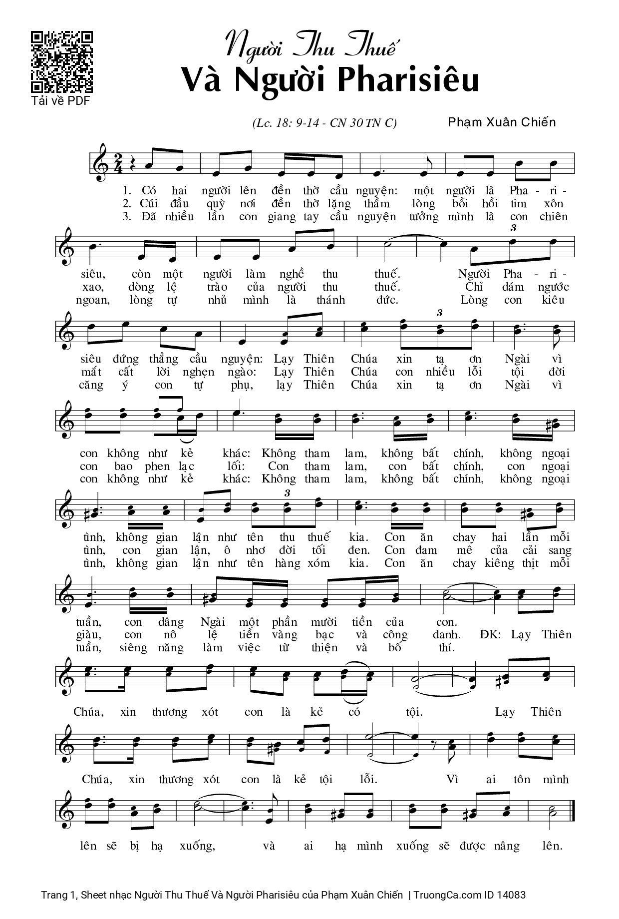 Sheet PDF of Người Thu Thuế Và Người Pharisiêu