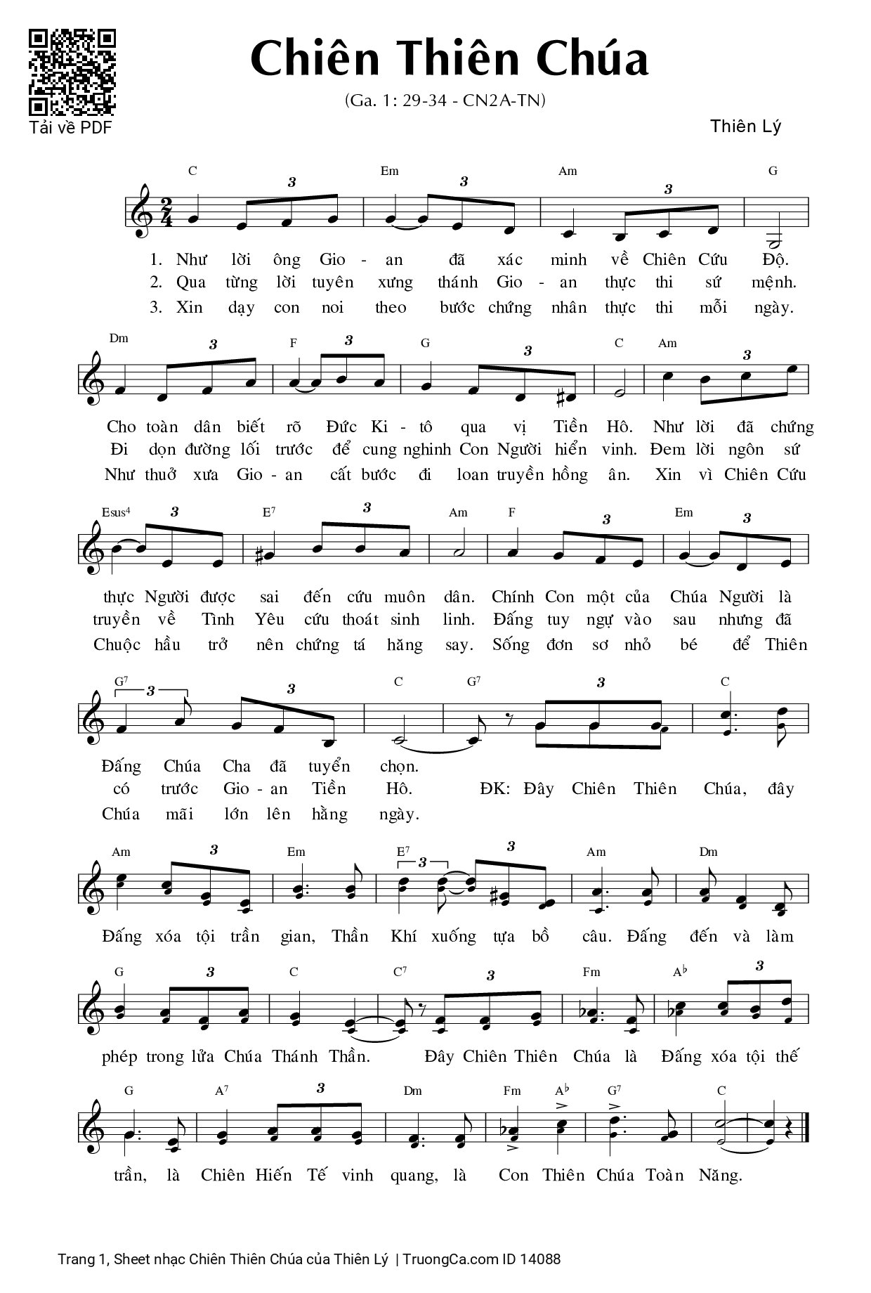 Sheet PDF of Chiên Thiên Chúa