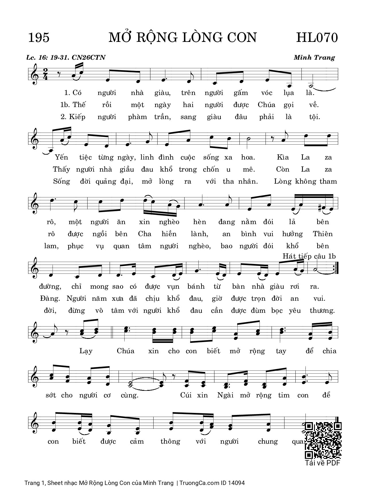 Sheet PDF of Mở Rộng Lòng Con