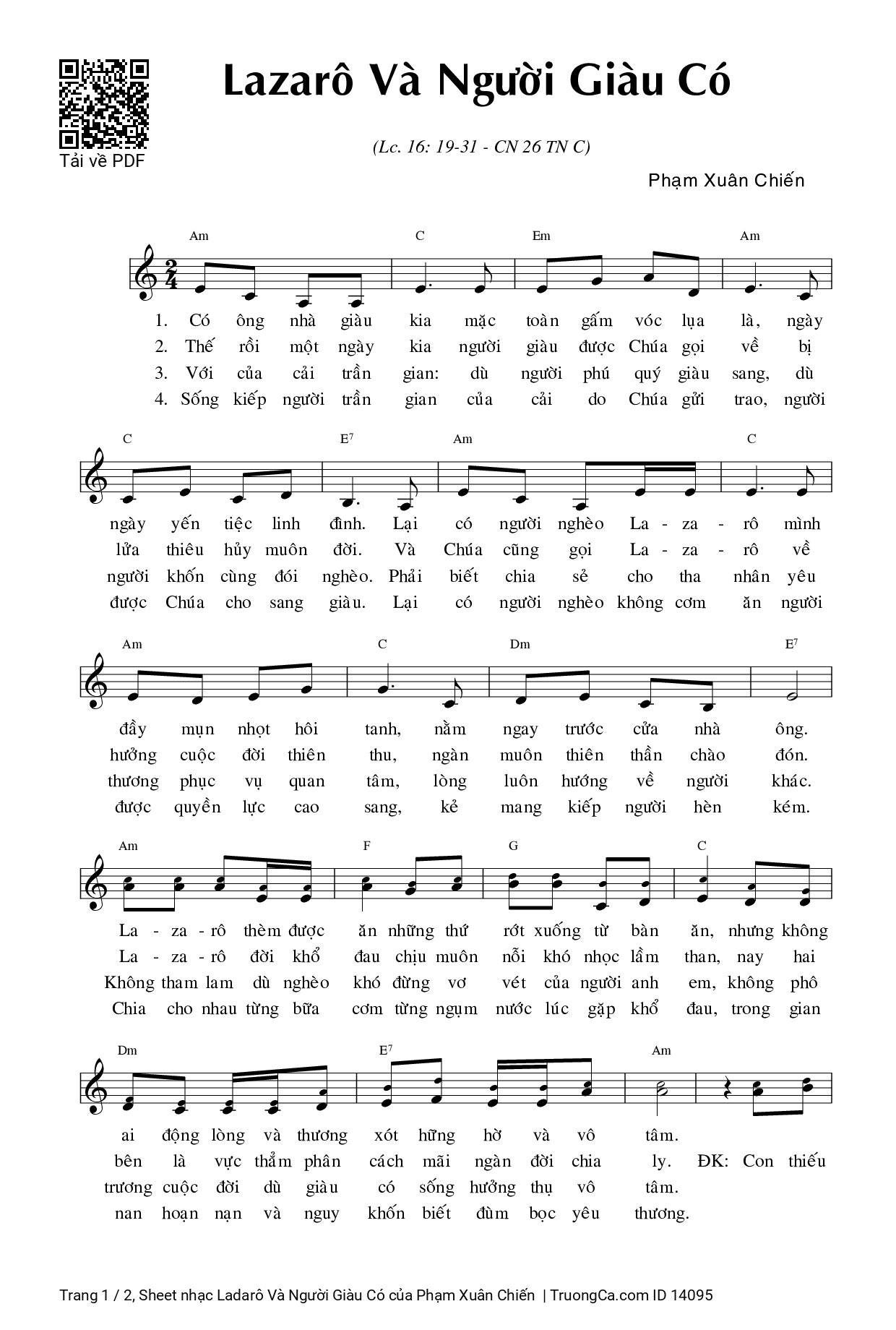 Sheet PDF of Ladarô Và Người Giàu Có