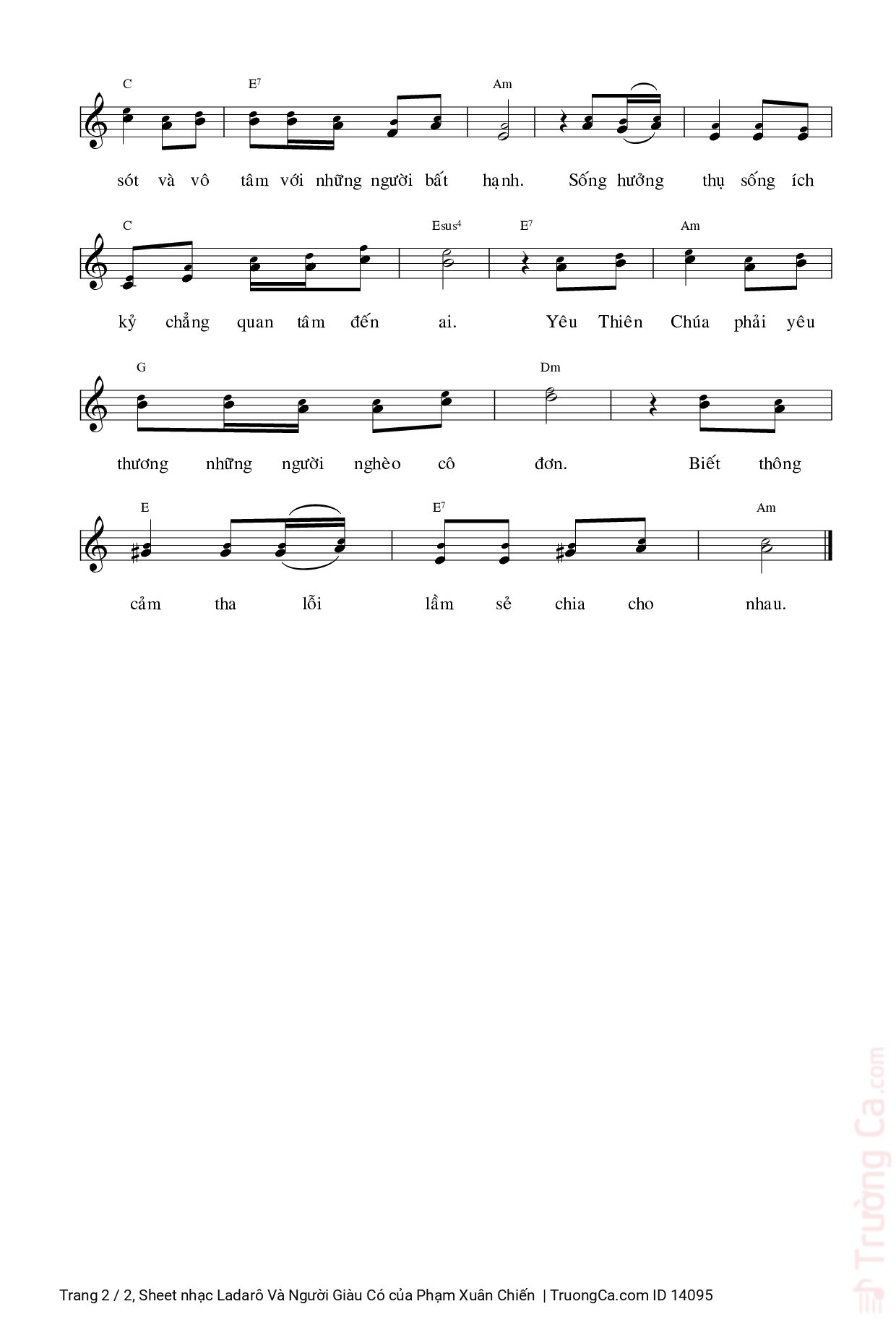 Page 2 of Sheet music PDF Ladarô Và Người Giàu Có - Phạm Xuân Chiến