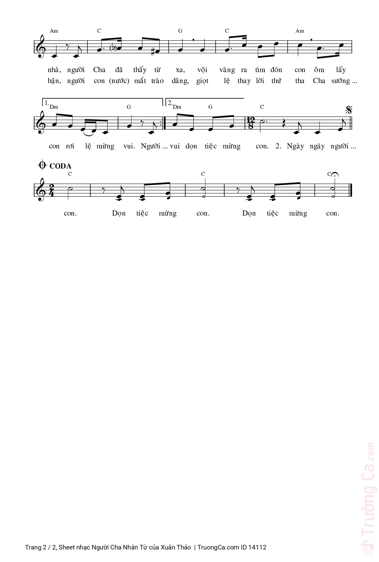 Page 2 of Sheet music PDF Người Cha Nhân Từ - Xuân Thảo